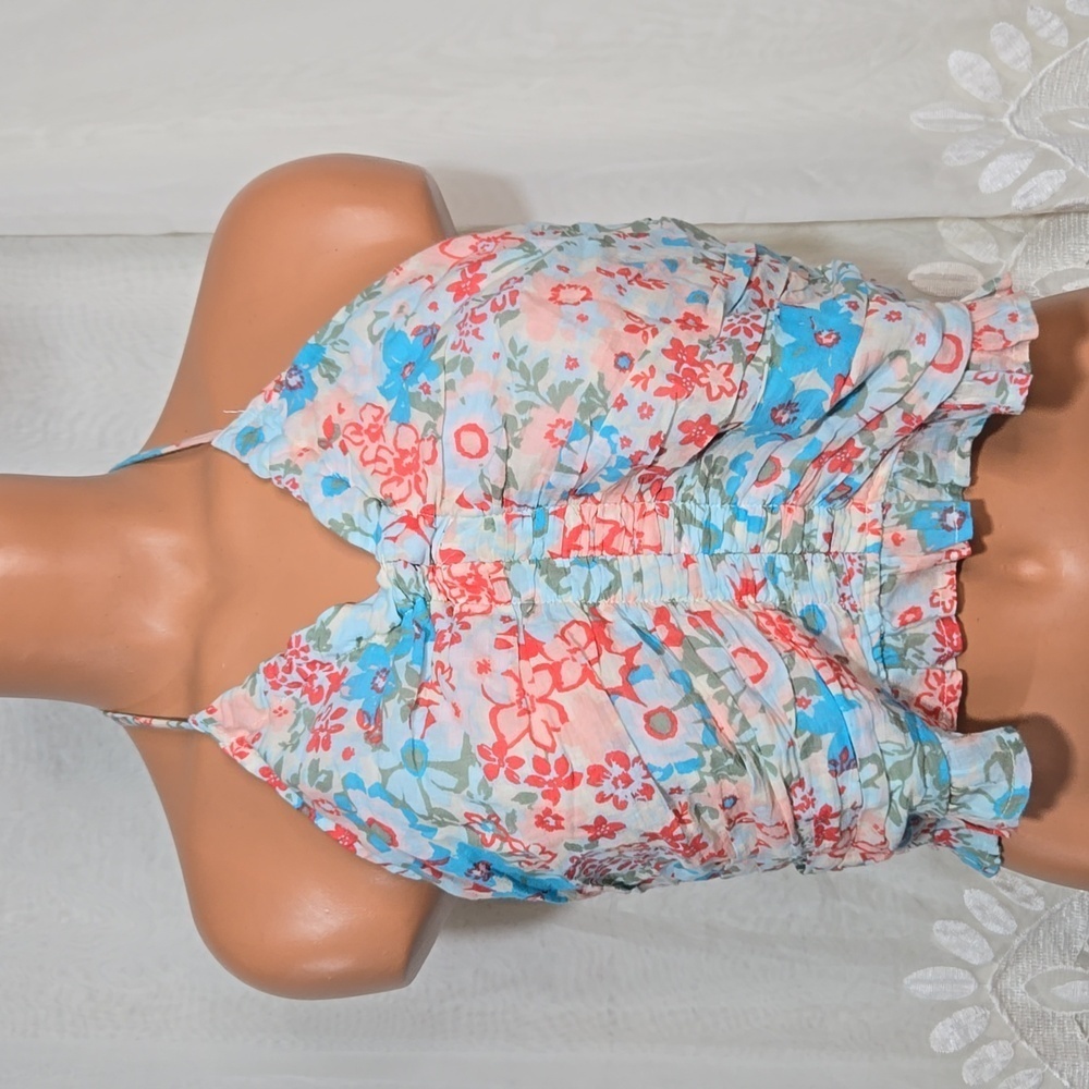 American Eagle Floral Cropped Halter Shirt/Top sz Large